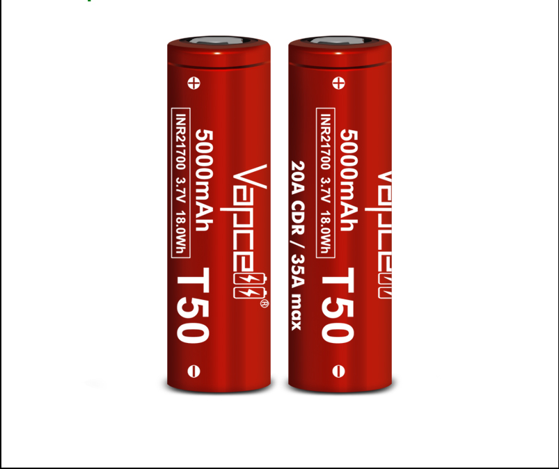 Vapcell T50 5000mah 20A/35A 21700 Battery