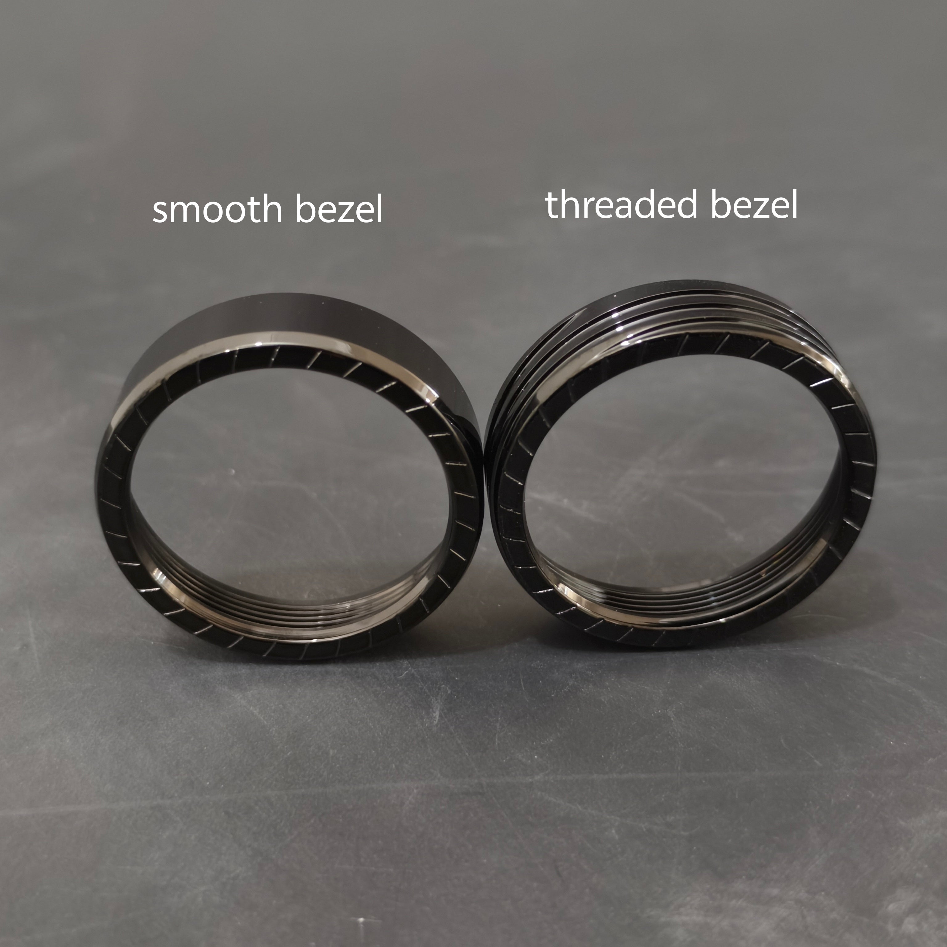 Black PVD - Smooth / Threaded Bezel for E04 and NOV-mu V2